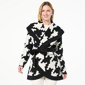 "As Is" WynneCollection SoftKNIT Patterned Sweater Knit Coat