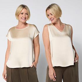 "As Is" WynneLayers 2-pack Satin Tee & Tank Set