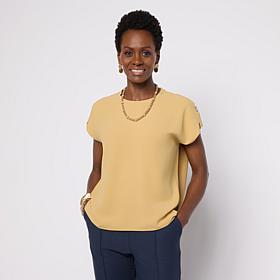 "As Is" WynneLayers Cap-Sleeve Crew-Neck Top