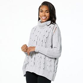 "As Is" WynneLayers Chenille Open Cable Knit Sweater