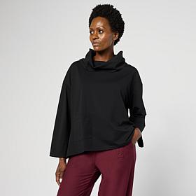 "As Is" WynneLayers Cotton Curved Hem Cowl Neck Top