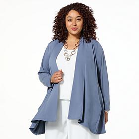 "As Is" WynneLayers Matte Jersey Cardigan with Draped Pockets