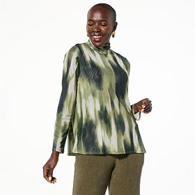 "As Is" WynneLayers Mesh Printed Turtleneck