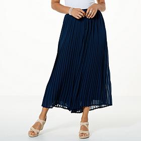 "As Is" WynneLayers Pull-On Pleated Pant with Chiffon Overlay