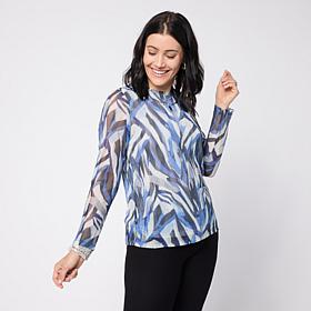 "As Is" WynneLayers Textured Mesh Long-Sleeve Crew-Neck Top