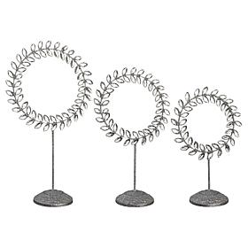 august & leo Jeweled Glitter Wreath Pedestals Set of 3