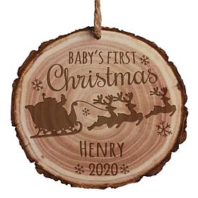 Baby's 1st Christmas Personalized Bark Ornament