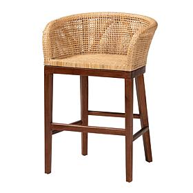 bali & pari Papua Rustic Acacia Wood & Rattan Counter Stool