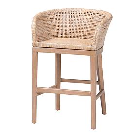 bali & pari Papua Rustic Acacia Wood & Rattan Counter Stool