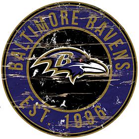 Baltimore Ravens Round Distressed Sign
