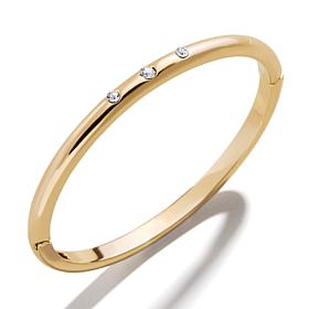 BAUBLEBAR Destiny Goldtone Clear Stone Hinged Bangle Bracelet