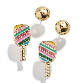BAUBLEBAR Paddles Up Pickleball Paddle and Wiffle Ball Earrings Set