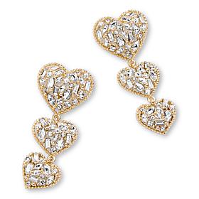 BAUBLEBAR Pavé Goldtone Heart Drop Earrings