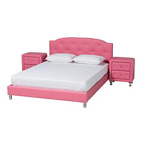 Baxton Studio Canterbury Glam Faux Leather Full 3 Piece Bedroom Set