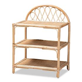 Baxton Studio Redell Modern Bohemian Rattan 3-Tier Display Shelf