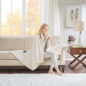 Beautyrest Heated Microlight Oversized Throw-Ivory