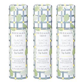 Beekman 1802 Goat Milk Glacial Mint & Eucalyptus Lip Balm 3-pack