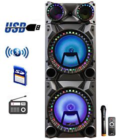 beFree 12" Portable Bluetooth Double Speaker System w/Reactive LEDs