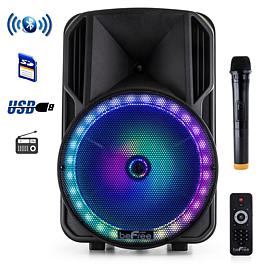 beFree Sound 12" Bluetooth Rechargeable Portable Party Speaker w/LEDs