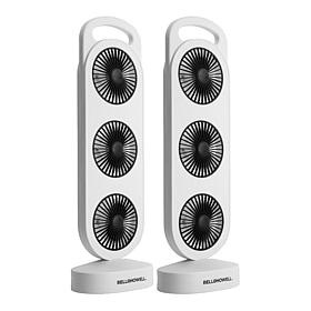 Bell + Howell 2-Pack Rechargeable 3 Tier Tower Fan with 3 Speeds