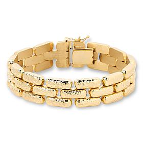 Bellezza Bronze Hammered Stampato Panther-Link Chain Bracelet