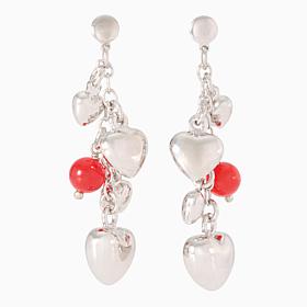 Bellezza Bronze Heart Charm Motif & Stone Dangle Earrings