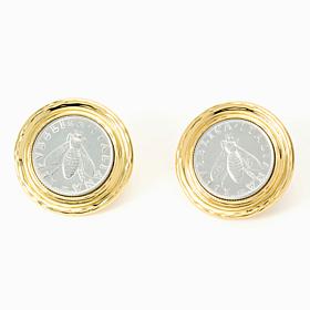 Bellezza Bronze Lira Coin Bee Wrapped Earrings