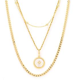 Bellezza Bronze Multi-Chain Layered Necklace Set with Pendant