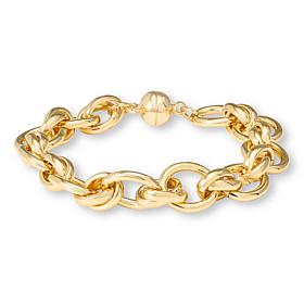 Bellezza Bronze Oval Rolo Link Magnetic Clasp Bracelet