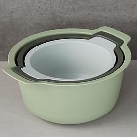 BergHOFF 3-piece Mixing Bowls and Colander Set in Green