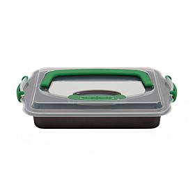 BergHOFF Perfect Slice 3-piece 13"x9" Covered Cake Pan with Tool, Grey