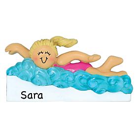Blonde Female Swimming Ornament