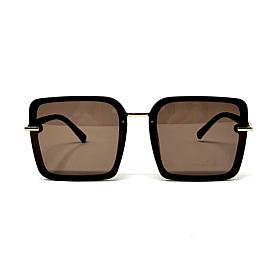 Bold Geometric Polarized Sunglasses with Gold Bridge