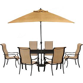 Brigantine 7pc Outdoor Set -Glass-Top Table/9' Umbrella