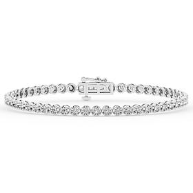 Bright Halo Lab Grown Diamond 1.00 ctw Tennis Bracelet, Sterling Si...