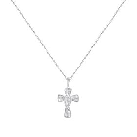 Bright Halo Lab Grown Diamonds 0.20 ctw Baguette Detail Cross Necklace