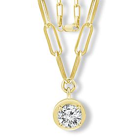 Bright Halo Lab Grown Diamonds 14K 1ct Round Paperclip Necklace