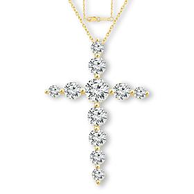 Bright Halo Lab Grown Diamonds 14K Gold 0.75ctw Cross Pendant & Chain