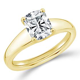 Bright Halo Lab Grown Diamonds 14K Gold 1.5ctw Cushion Tapered Ring
