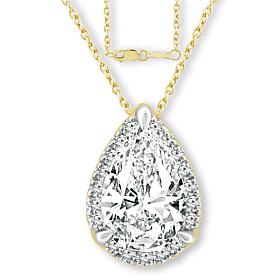 Bright Halo Lab Grown Diamonds 14K Gold 3/4ctw Halo Pendant with Chain