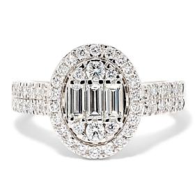 Bright Halo Lab Grown Diamonds 1ctw 14K Oval Cluster Ring