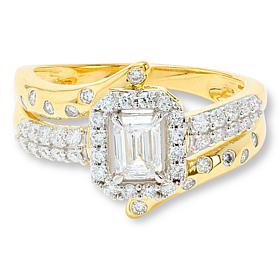 Bright Halo Lab Grown Diamonds 1ctw 3-Row Crossover Ring