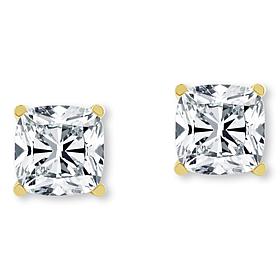 Bright Halo Lab Grown Diamonds 2ctw Cushion-Cut 14K Gold Stud Earrings