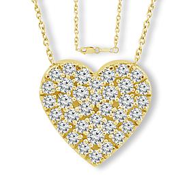 Bright Halo Lab Grown Diamonds .50ctw Pavé Heart Pendant with Chain
