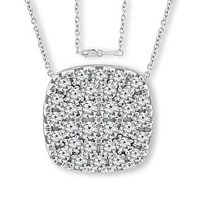 Bright Halo Lab Grown Diamonds .52ctw Pavé Cushion Pendant with Chain