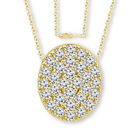 Bright Halo Lab Grown Diamonds .52ctw Pavé Oval Pendant with Chain