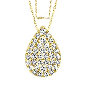 Bright Halo Lab Grown Diamonds .53ctw Pavé Pear Pendant with Chain