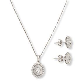 Bright Halo Lab Grown Diamonds Oval Earrings and Pendant Set