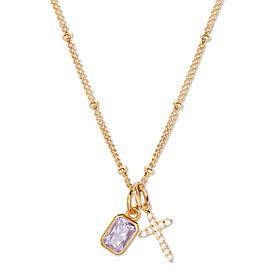 Brook & York Josephine 14K Gold-Plated Cross Birthstone Necklace