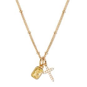 Brook & York Josephine 14K Gold-Plated Cross Birthstone Necklace